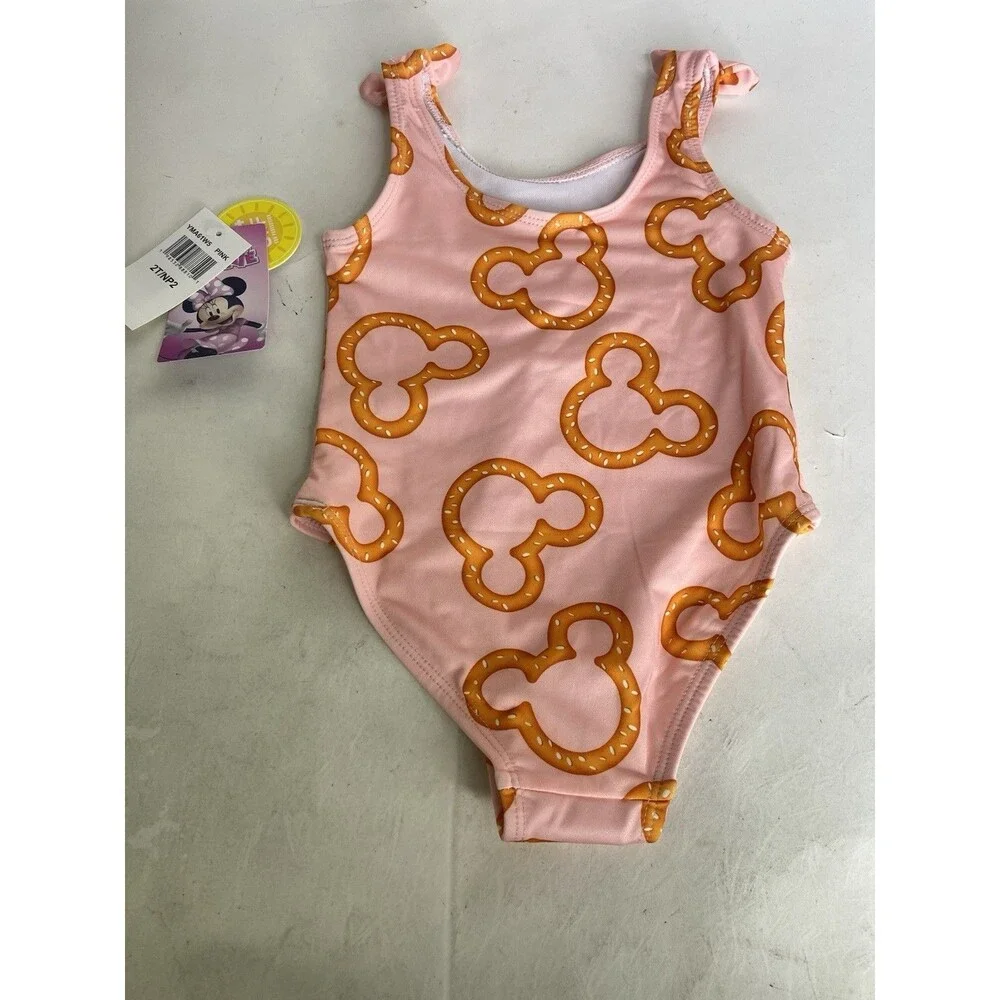 Disney Mickey Minnie Mouse Pretzel One Piece Swimsuit Swimwear Toddler Girls 2T